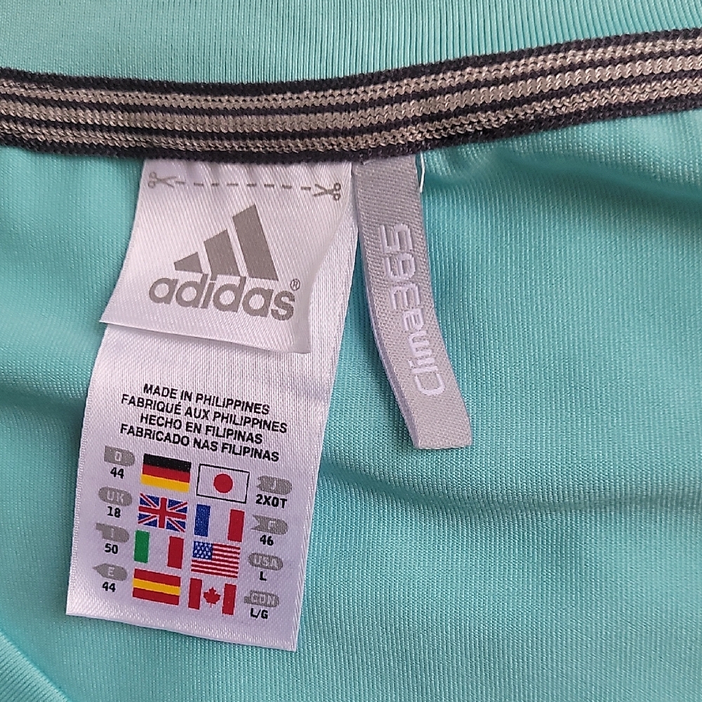 Adidas Light Blue V-Neck T-Shirt - Picture 2 of 6